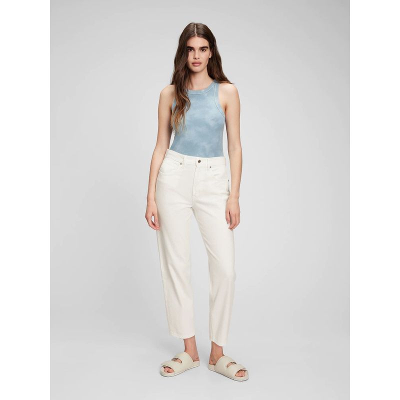GAP - Jeans Mujer Barrel Tiro Alto Blanco GAP