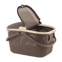 Canasta Moderno Cesto Ratan Para Alimentos Picnic Camping Café Crema