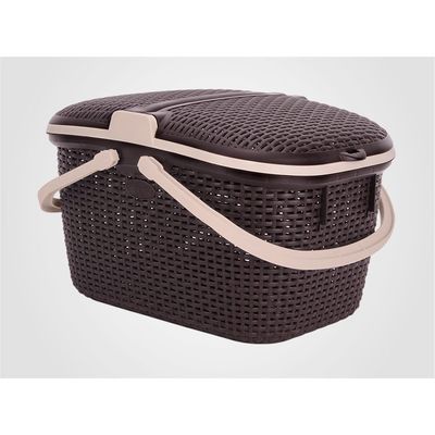 Imagen 2 del producto Canasta Moderno Cesto Ratan Para Alimentos Picnic Camping Café Crema