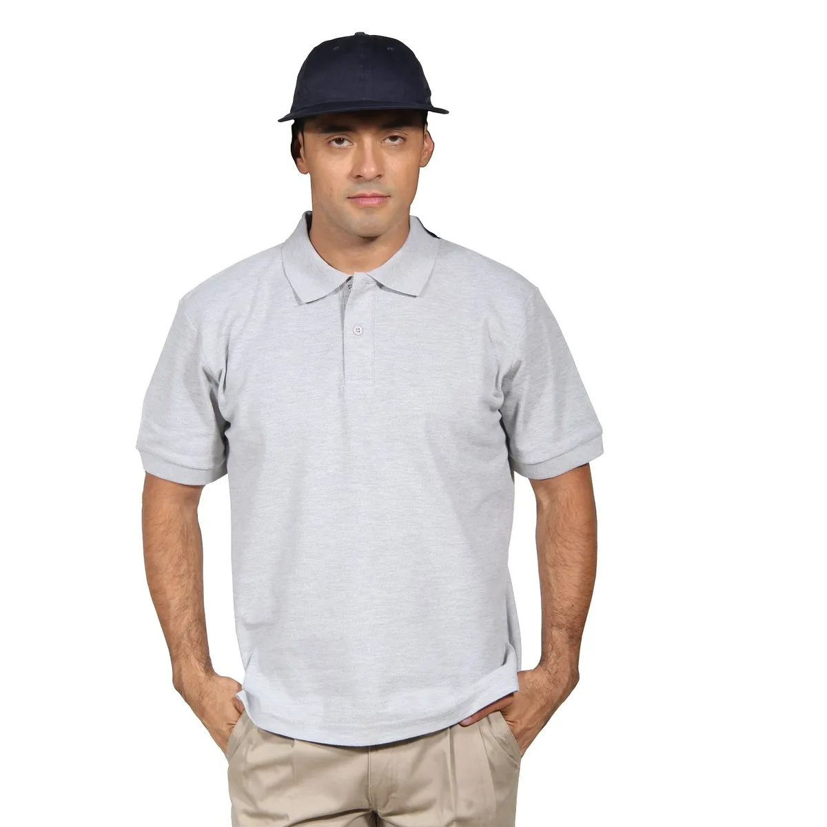 90 GRADOS - Polera Pique Hombre Manga Corta Gris