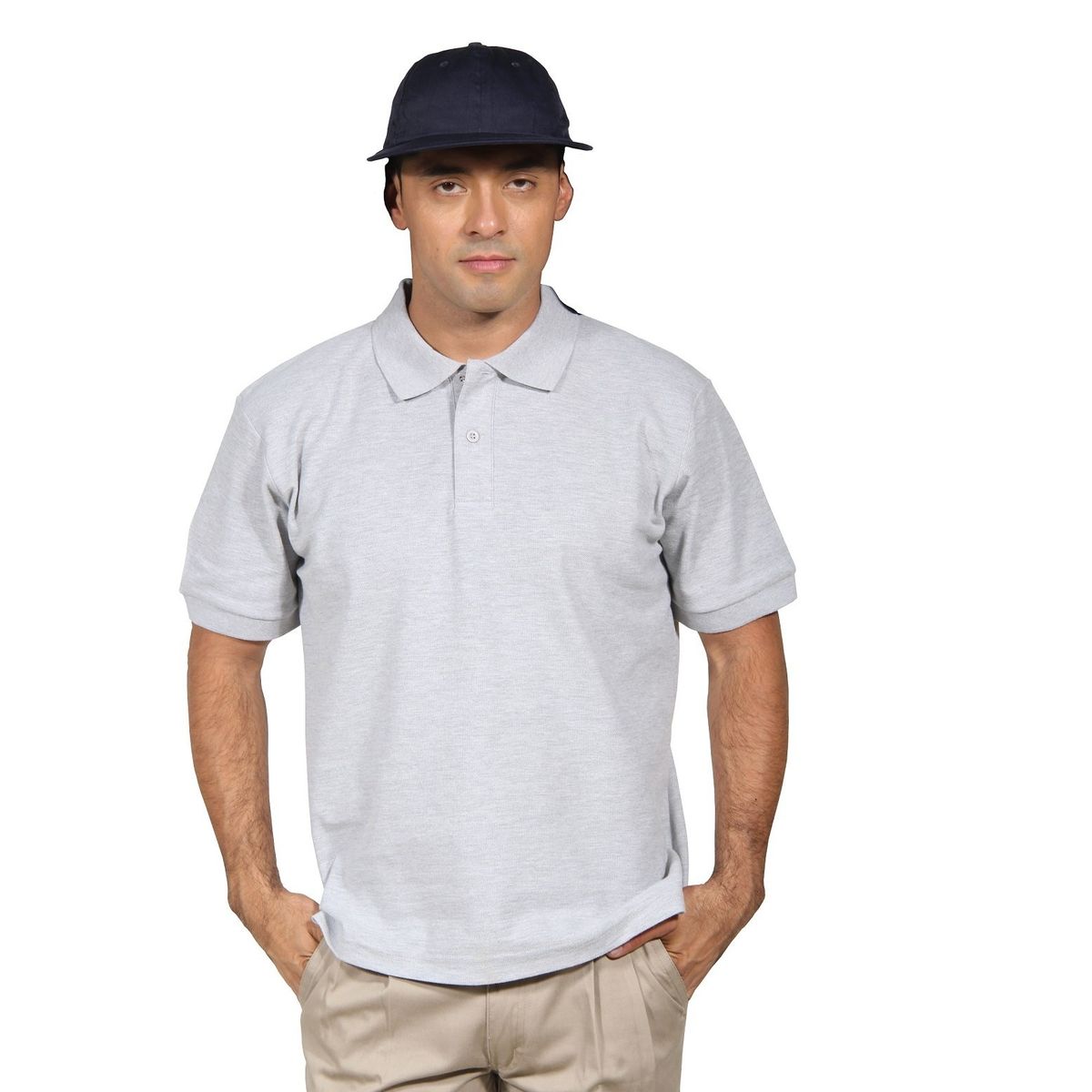 90 GRADOS - Polera Pique Hombre Manga Corta Gris