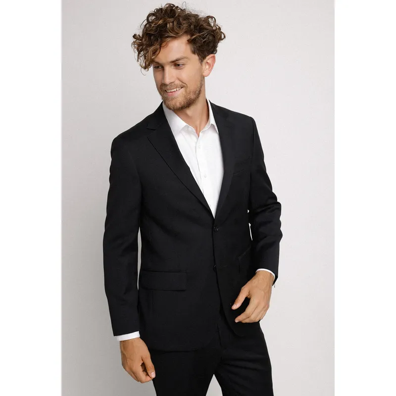 TRIAL - Chaqueta Hombre Formal Lana S100'S Liso Slim Mix&Color Negro