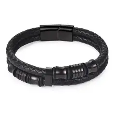 ROYAL - Pulsera De Cuero Black Space Hombre Caballeros Il Moda Madriz