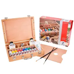 VAN GOGH - Pack de Acrílico Caja Madera 10 Colores + Accesorios