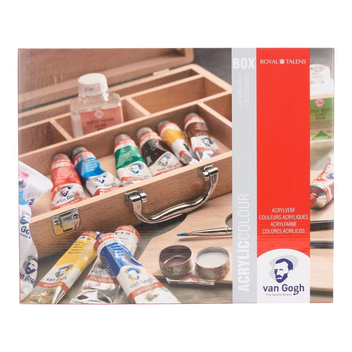 VAN GOGH - Pack de Acrílico Van Gogh Caja Madera 10 Colores + Accesorios