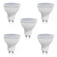 MEGABRIGHT - Pack 5 Ampolletas LED 5.5 W GU-10 Luz Neutra Certificacion SEC.