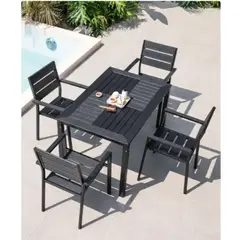SM - Juego De Comedor exteriores Negro 6 sillas Terraza, Hotel, Restaurante