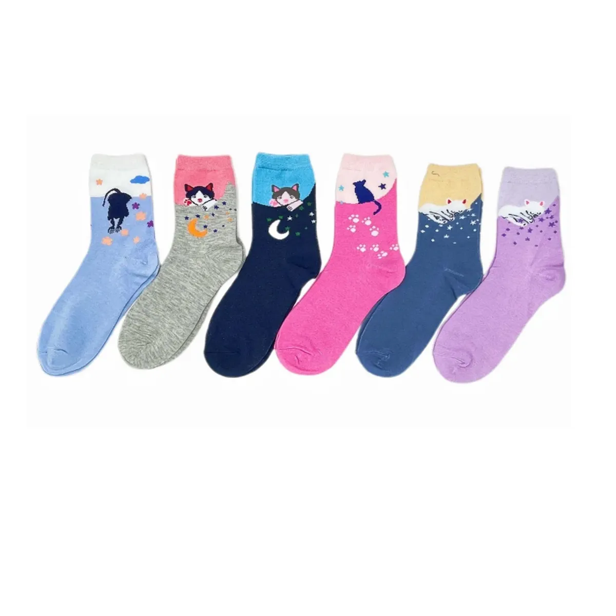 EVERSO - 12parescalcetine Media Caña De Algodón Diseños Surtidos 01