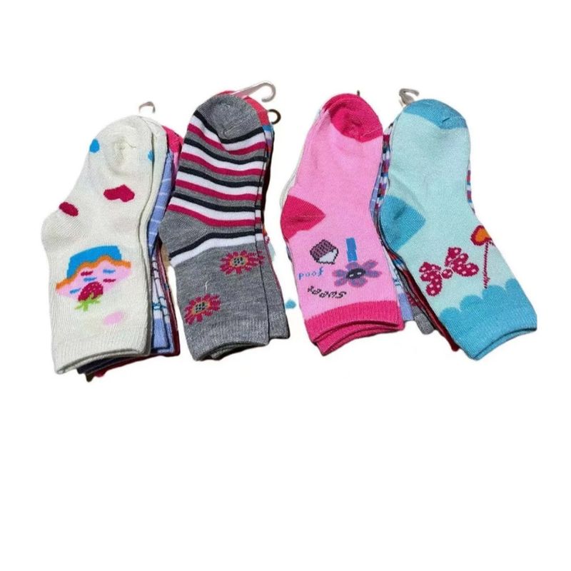 EVERSO - Pack 12 Calcetines De Niña Algodón Con Bambú Tallas 2 A 10.