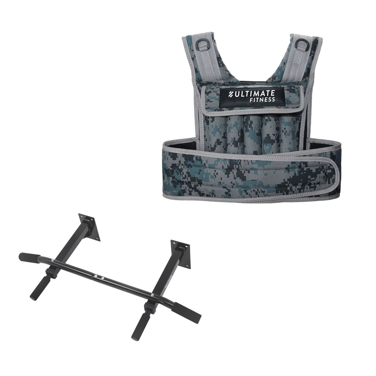ULTIMATE FITNESS - CHALECO PESO 20 KG INTERCAMBIABLE PRO CE + RACK DOMINADAS PU