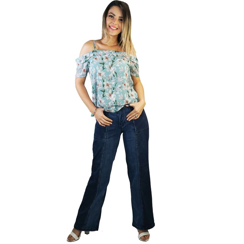 TENTATION - Jeans Wide Leg TA Bicolor