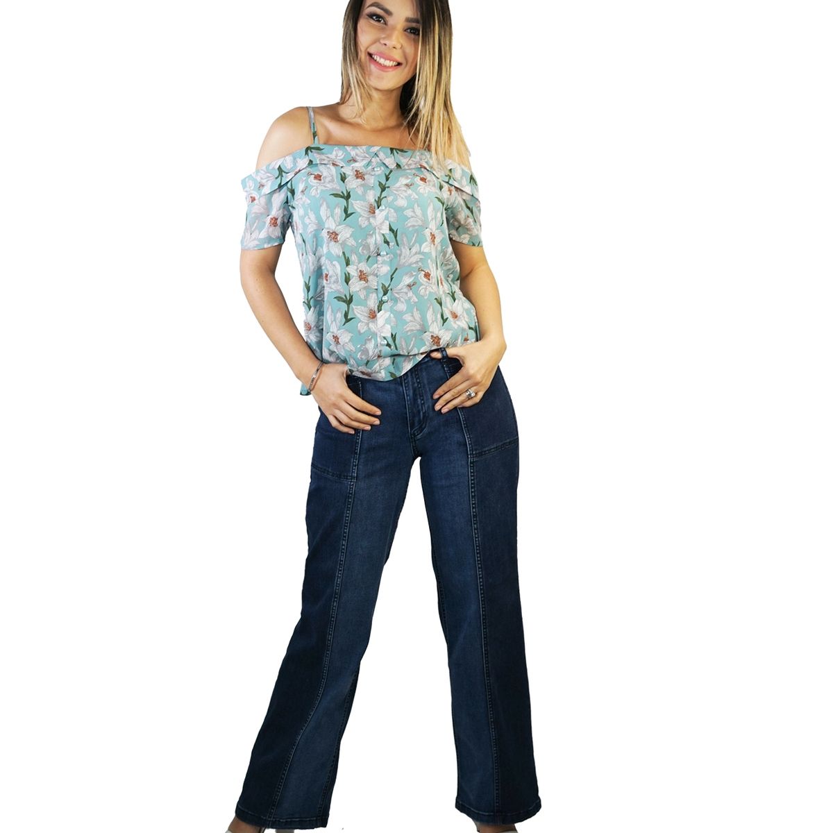 TENTATION - Jeans Wide Leg TA Bicolor