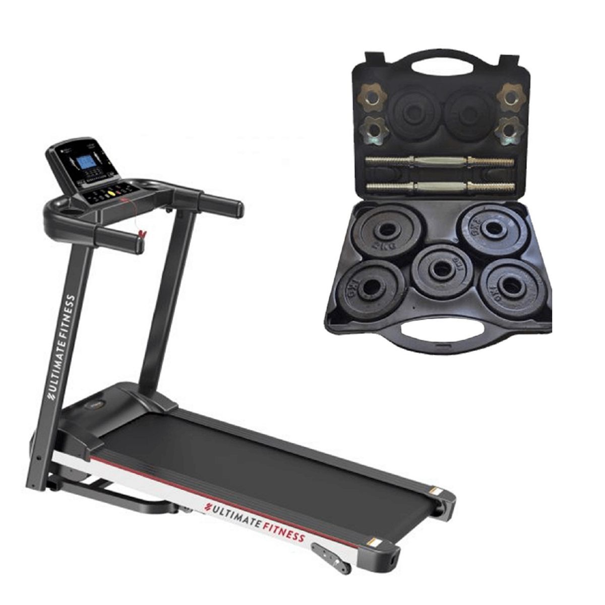 ULTIMATE FITNESS - PACK TROTADORA ELÉCTRICA E310 PRO + SET MANCUERNAS 20 KG PRO
