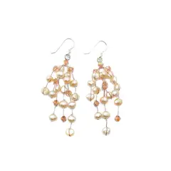 ANDREA COGGIOLA JOYAS - Aros Racimo Perlas de Río Damasco Gancho Plata Fina 925
