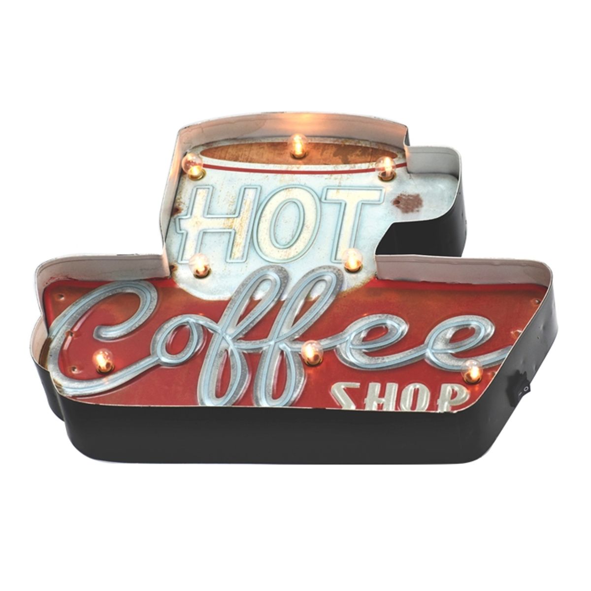 MSA MUEBLES SANTA ANA - LETRERO VINTAGE LED HOT COFFE (63 x 5 x 29 cms.)