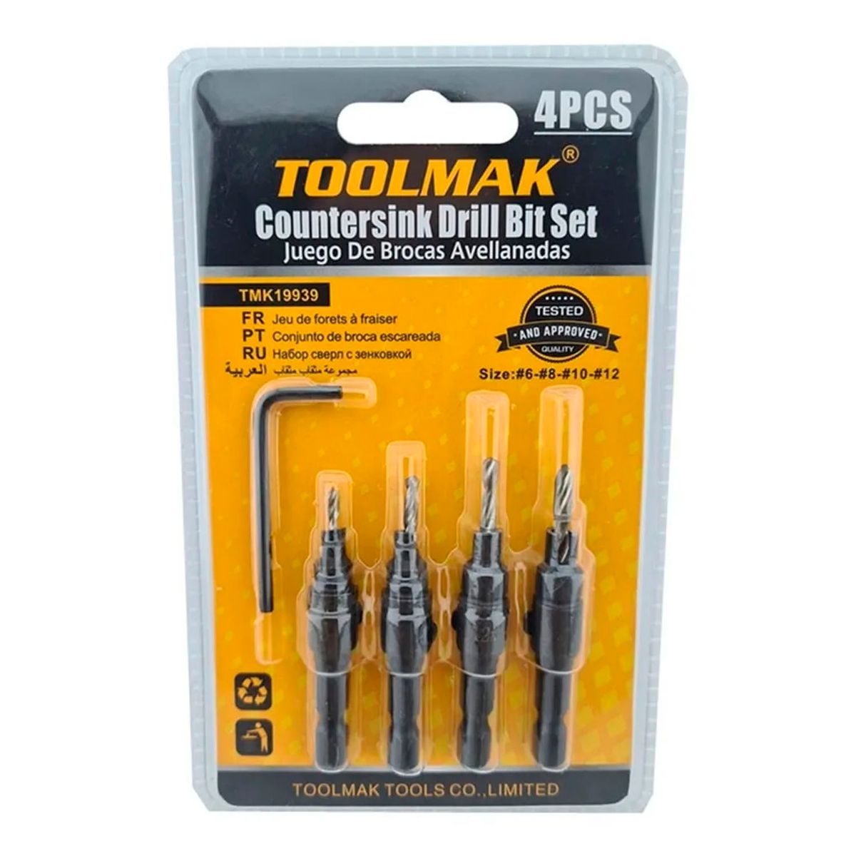 GENERICO - Brocas Avellanadoras Madera Plastico Pvc Taladro 4 Pcs Tmk