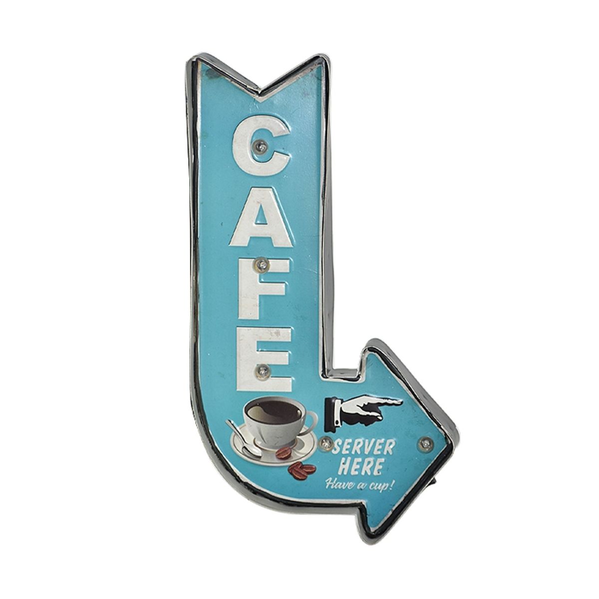 MSA MUEBLES SANTA ANA - LETRERO VINTAGE LED CAFÉ (23 x 6 x 42 cms.)