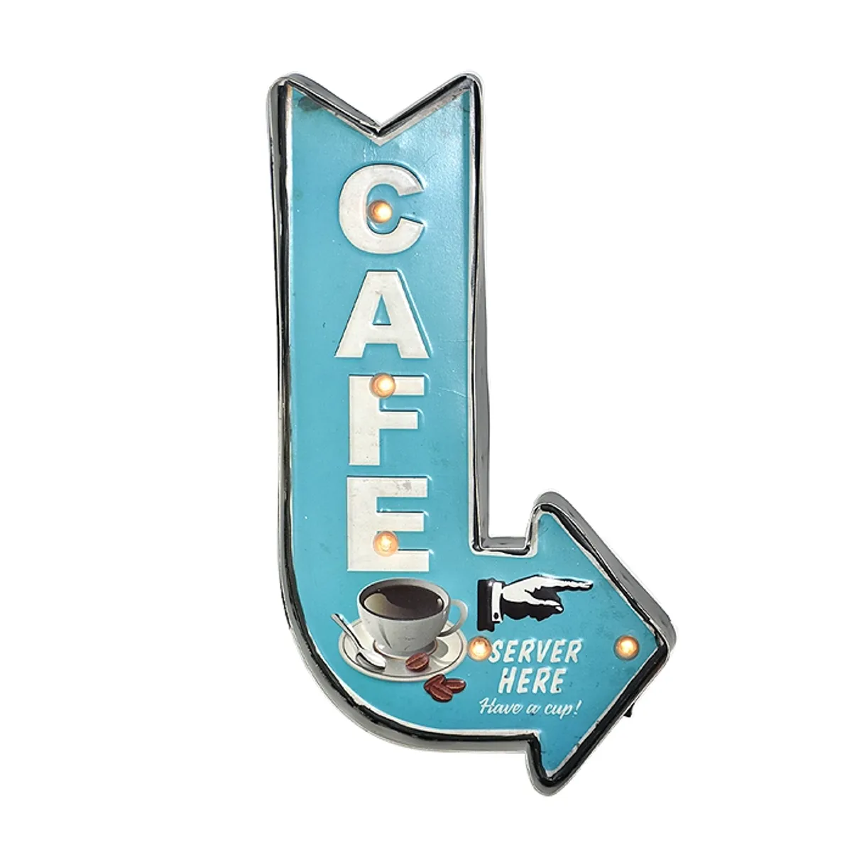 MSA MUEBLES SANTA ANA - LETRERO VINTAGE LED CAFÉ (23 x 6 x 42 cms.)