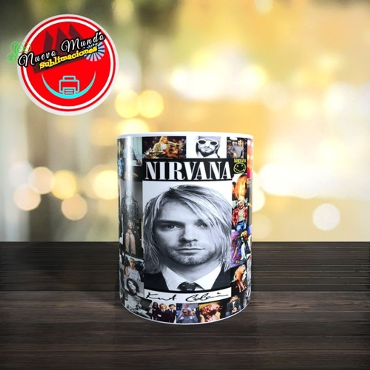 GENERICO - Taza Blanca De Nirvana - Kurt Cobain Collage