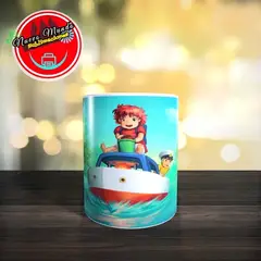 GENERICO - Taza Blanca De Ponyo Y Sosuke En Barco De Juguete