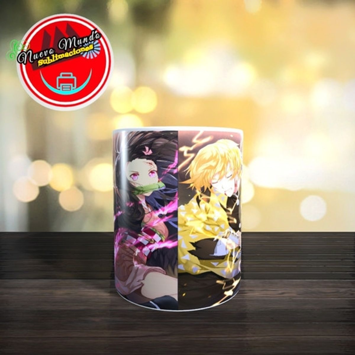 GENERICO - Taza Blanca De Demon Slayer - Personajes Luchando
