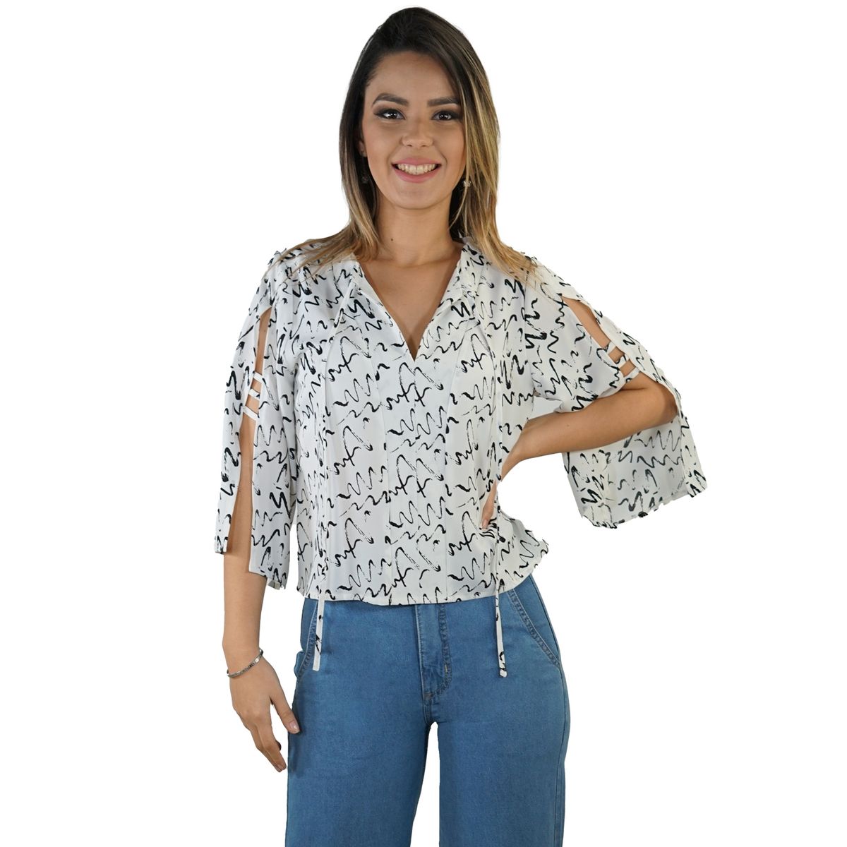 TENTATION - Bluson Apertura Manga blanco