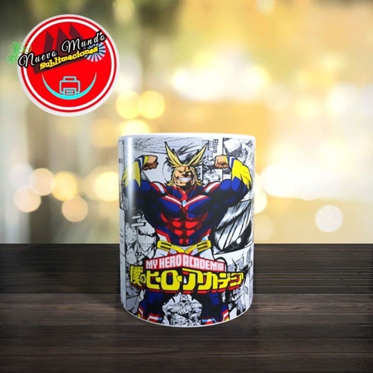 GENERICO - Taza Blanca De All Might Con Fondo De Manga