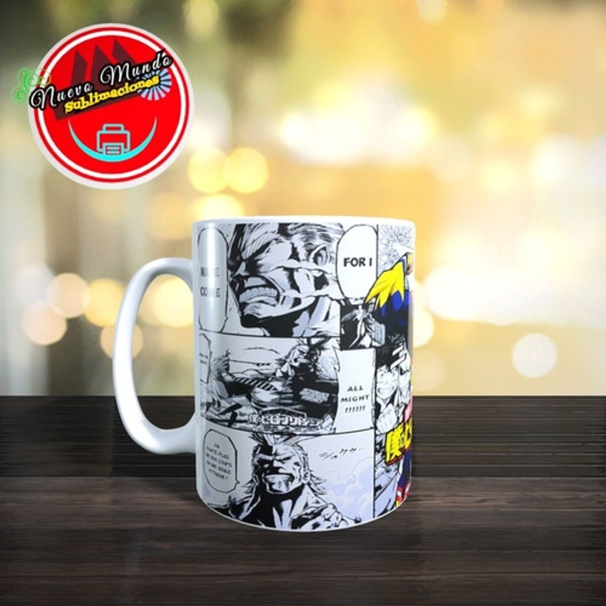 GENERICO - Taza Blanca De All Might Con Fondo De Manga