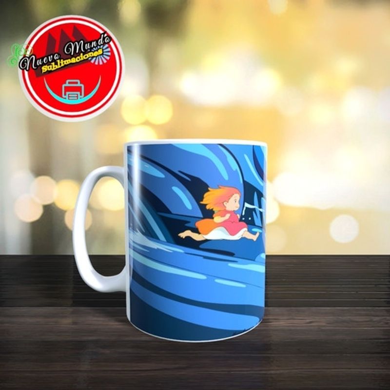 GENERICO - Taza Blanca De Ponyo Corriendo En El Mar