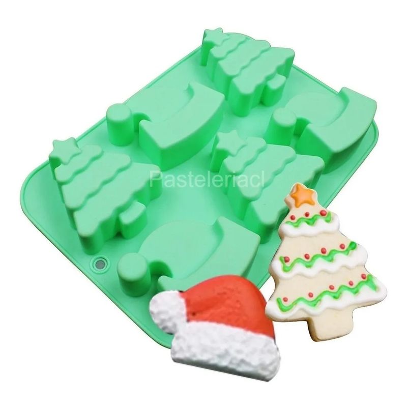 GENERICO - Molde Silicona Molde Reposteria Moldes Navideños Arbol Gorro
