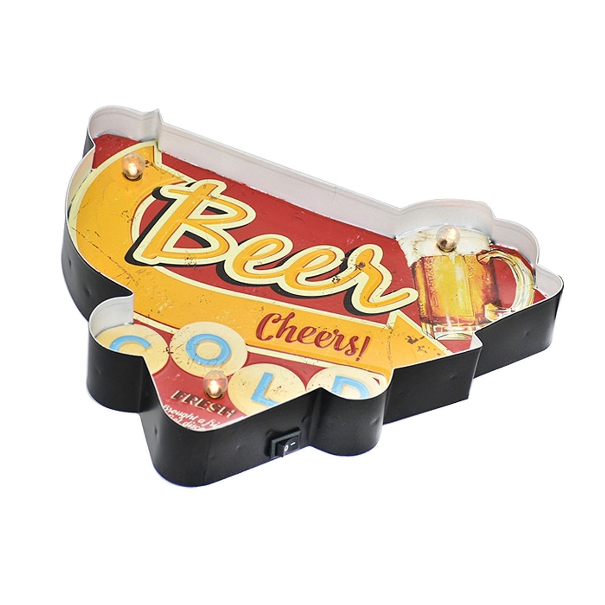 MSA MUEBLES SANTA ANA - LETRERO VINTAGE LED BEER COLD (33 x 5 x 28 cms.)