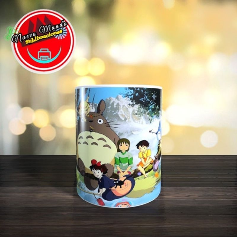 GENERICO - Taza Blanca De Protagonistas De Películas Studio Ghibli