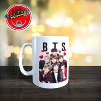 Taza Blanca De Bts Con Sus Firmas