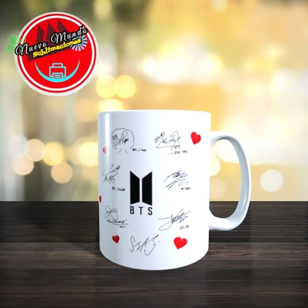 GENERICO - Taza Blanca De Bts Con Sus Firmas