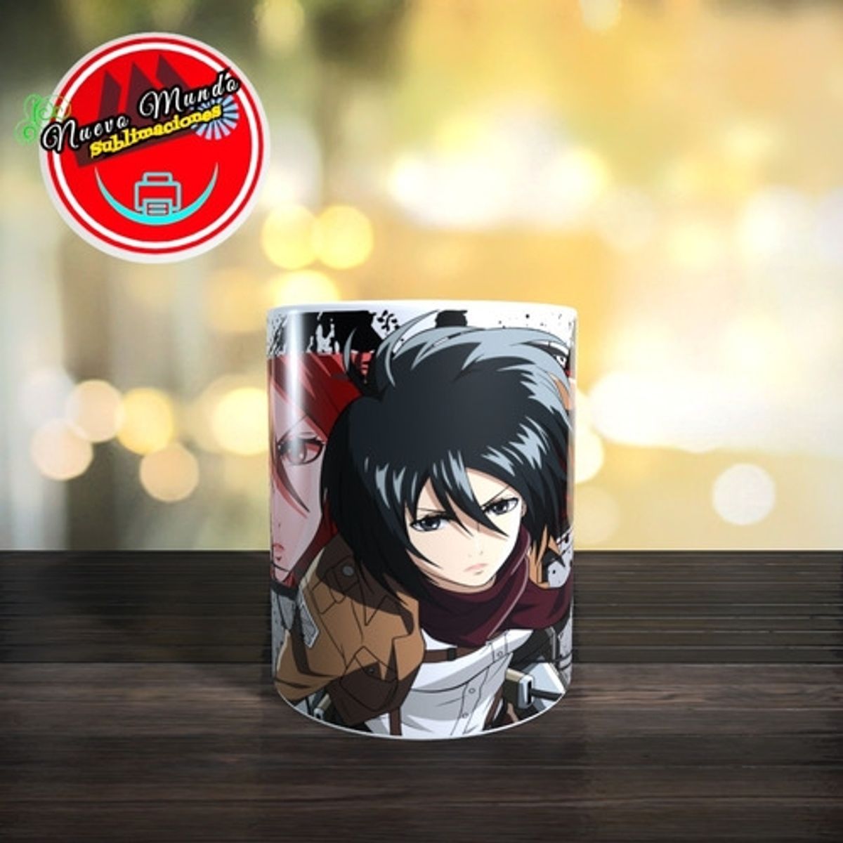 GENERICO - Taza Blanca De Mikasa Ackerma