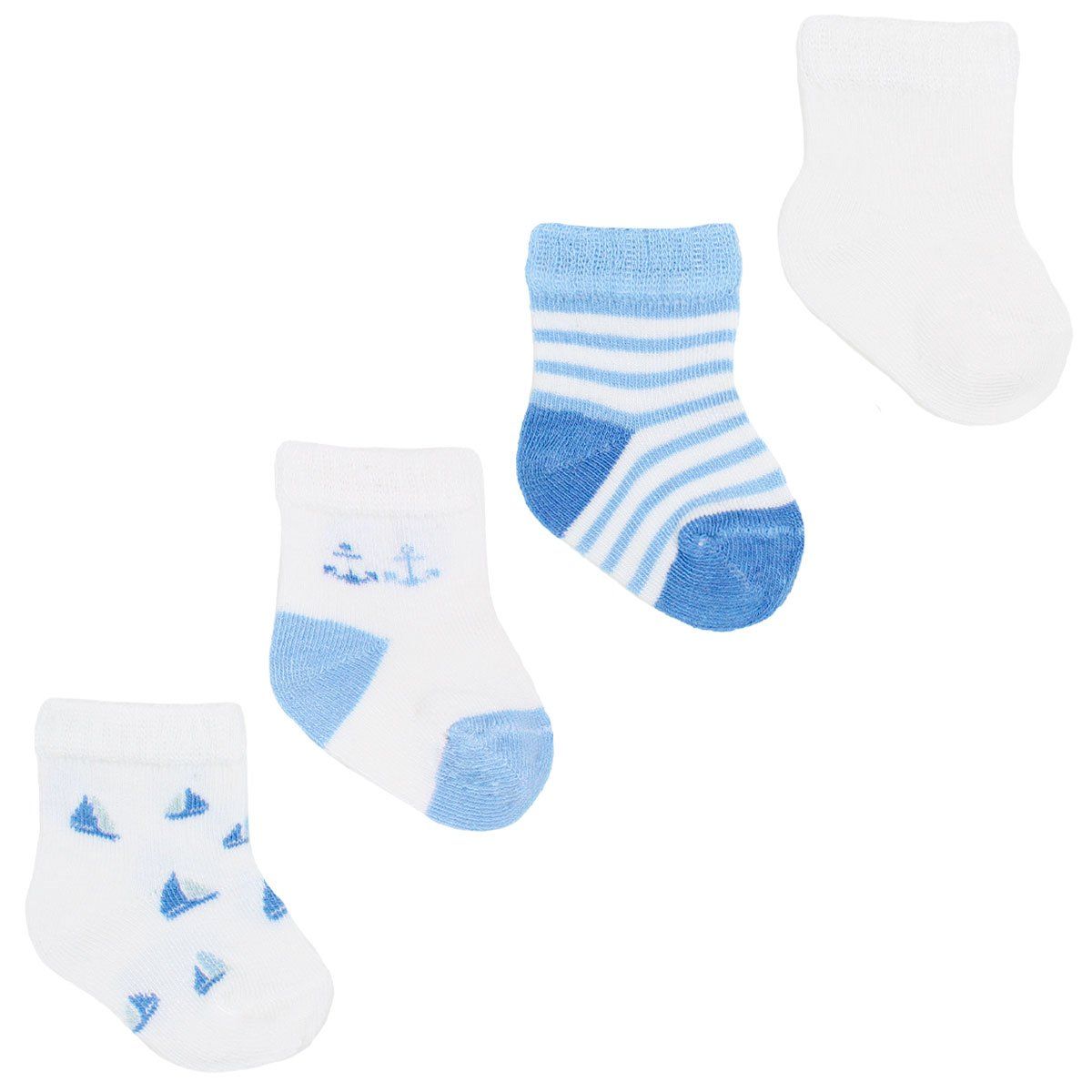 MONARCH - 4 Pares Calcetin Bamboo 2/4 Anclas Blanco Monarch