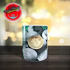GENERICO - Taza Blanca Tokens Criptomonedas Monedas Etherium, Btc..