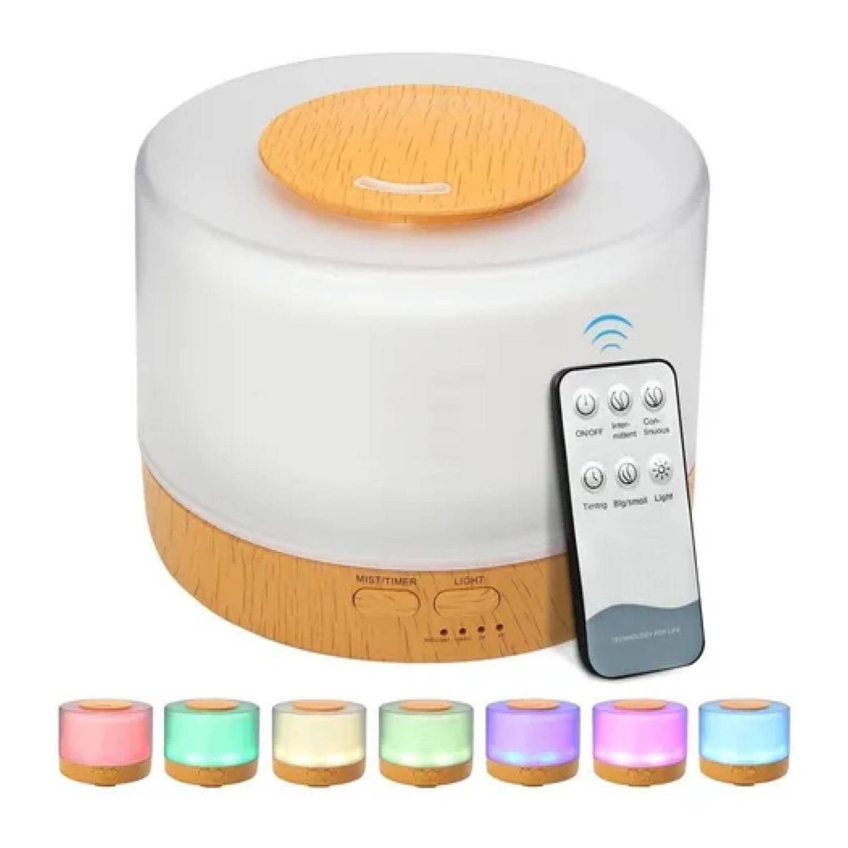 GENERICO - Humidificador Difusor De Aromas Lampara LED 7 Colores 500ml