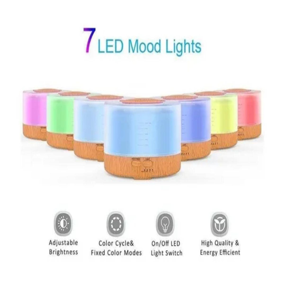 GENERICO - Humidificador Difusor De Aromas Lampara LED 7 Colores 500ml