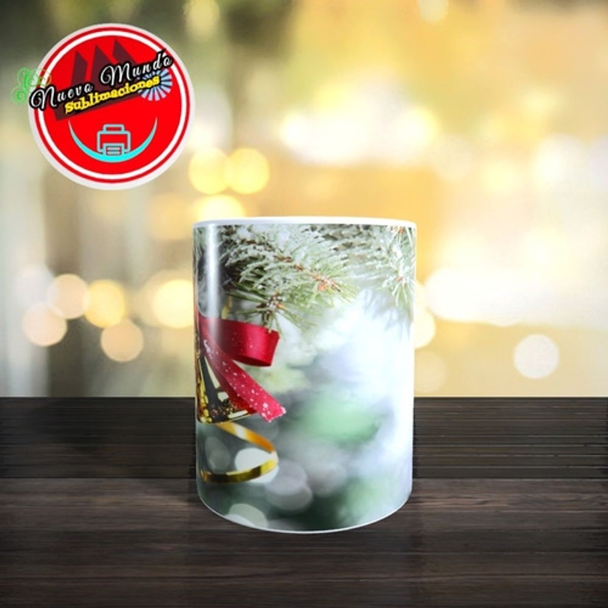 GENERICO - Taza Blanca De Navidad - Diseño Campanas Navideñas