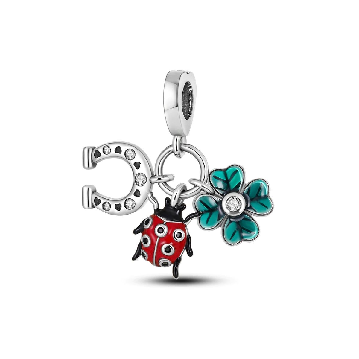 SILVER HEART - Charm Triple Motivo Suerte en Plata Fina 925 SILVER HEART