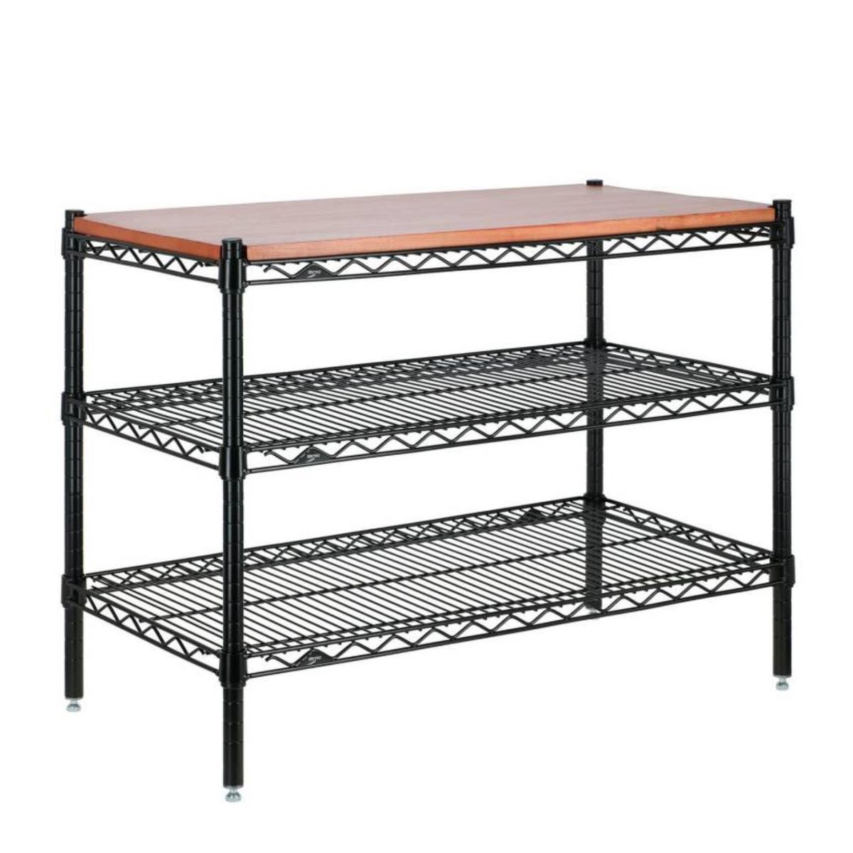 PROCHEF - Mesa 90x45x60 cm Acero Pintado 3 bandejas. Cubierta Madera