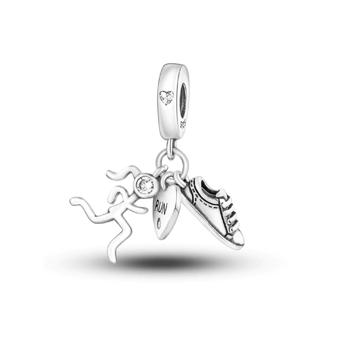 SILVER HEART - Charm Triple Runner en Plata Fina 925 SILVER HEART