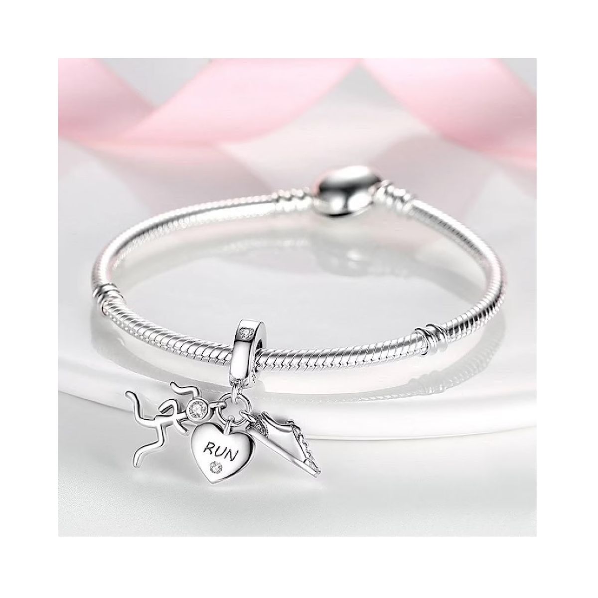 SILVER HEART - Charm Triple Runner en Plata Fina 925 SILVER HEART