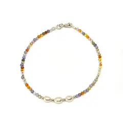 ANDREA COGGIOLA JOYAS - Pulsera Cristales Colores Perla de Río Plata Fina 925.