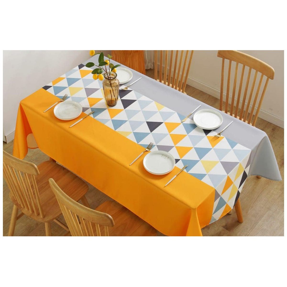 GENERICO - Mantel Antimanchas Amarillo Étnico 140 X 220 Cm Rectangular