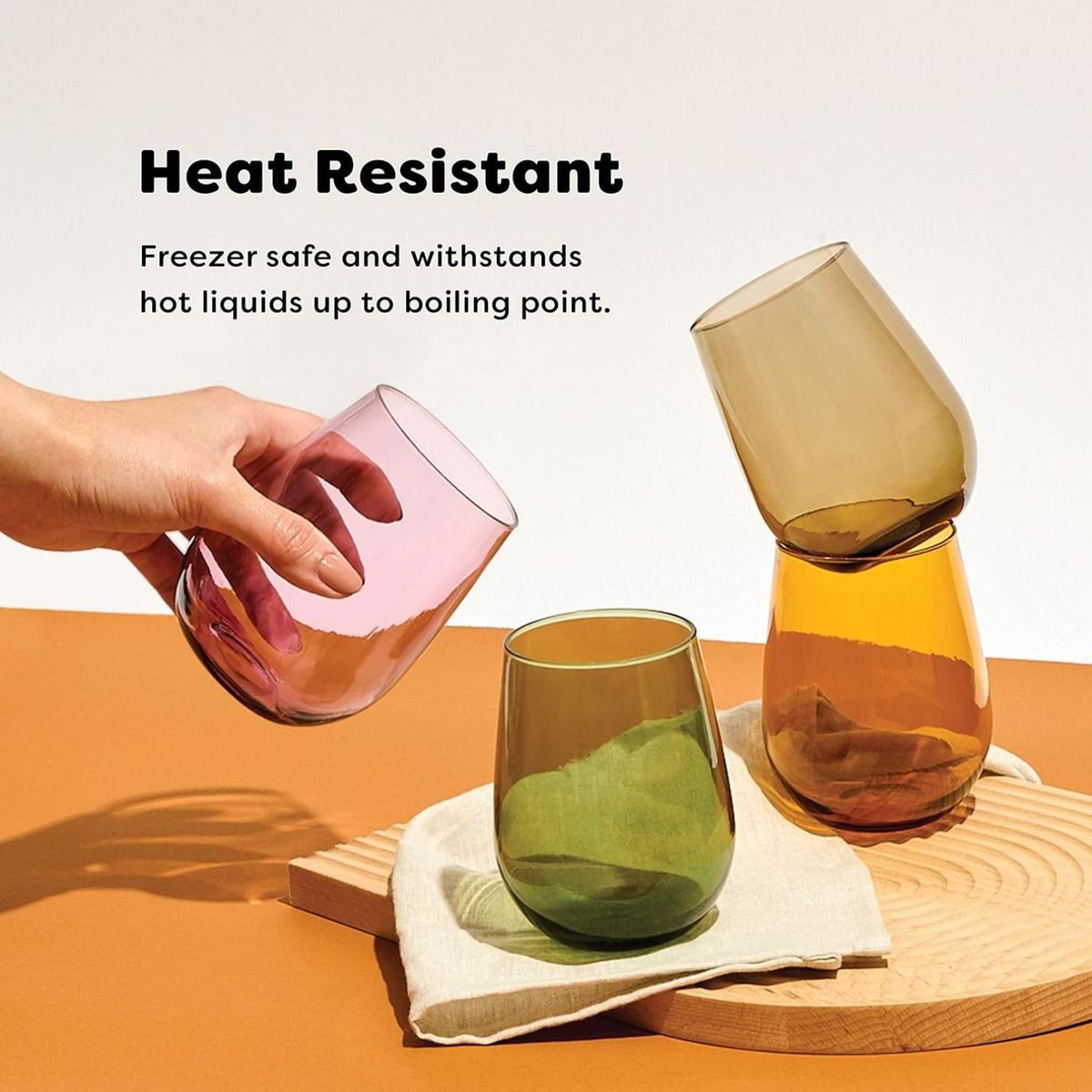 GENERICO - Set 6 Vasos De Vidrio Con Una Capacidad De 475 Ml Hogar Set.