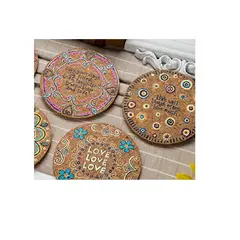MERCADO CBF - Posavasos Estilo Hippie, Posavasos de Corcho, Pack 4 unidades.