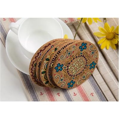 Imagen 2 del producto Posavasos Estilo Hippie, Posavasos de Corcho, Pack 4 unidades.