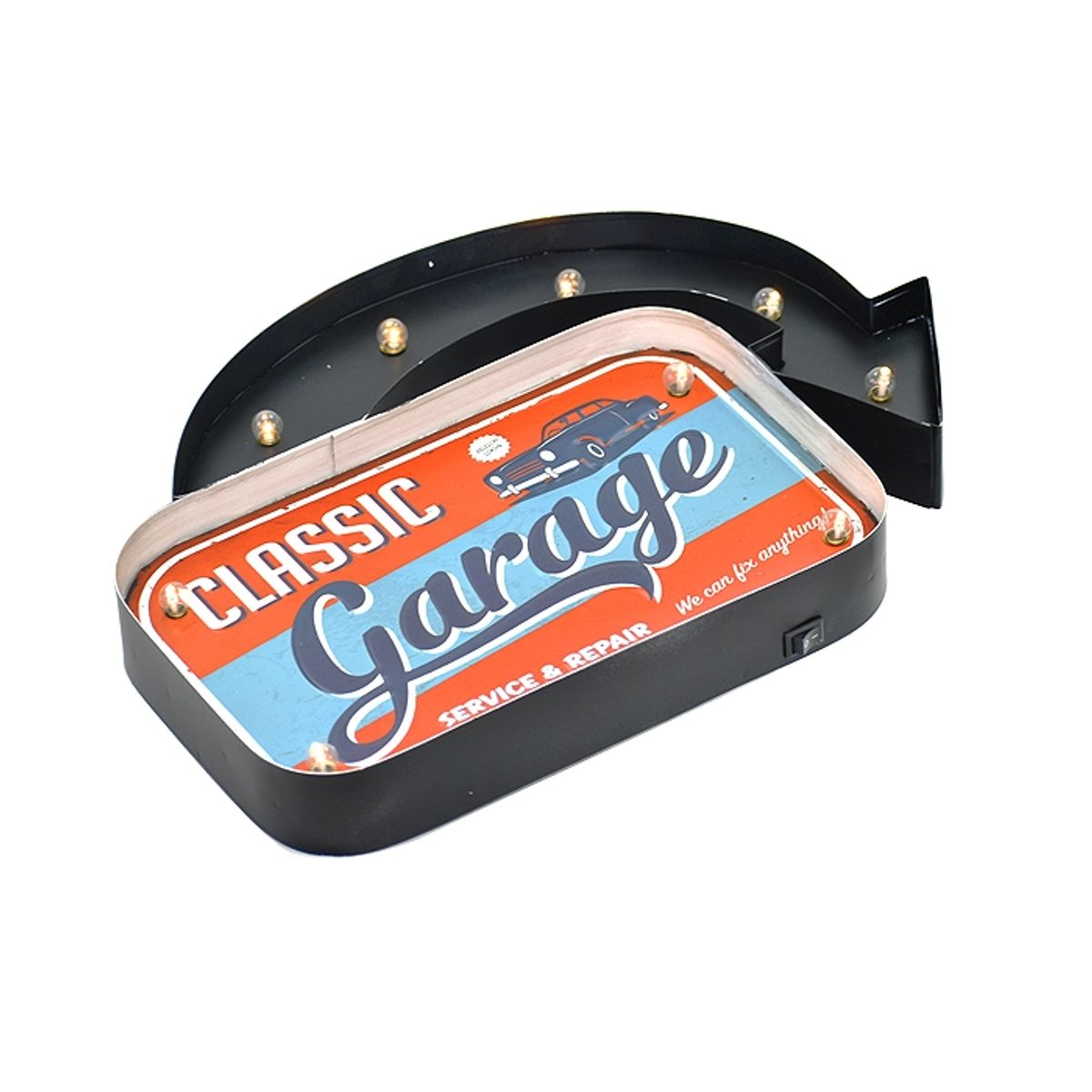 MSA MUEBLES SANTA ANA - LETRERO VINTAGE LED CLASSIC GARAGE (44 x 5 x 31 cms.)